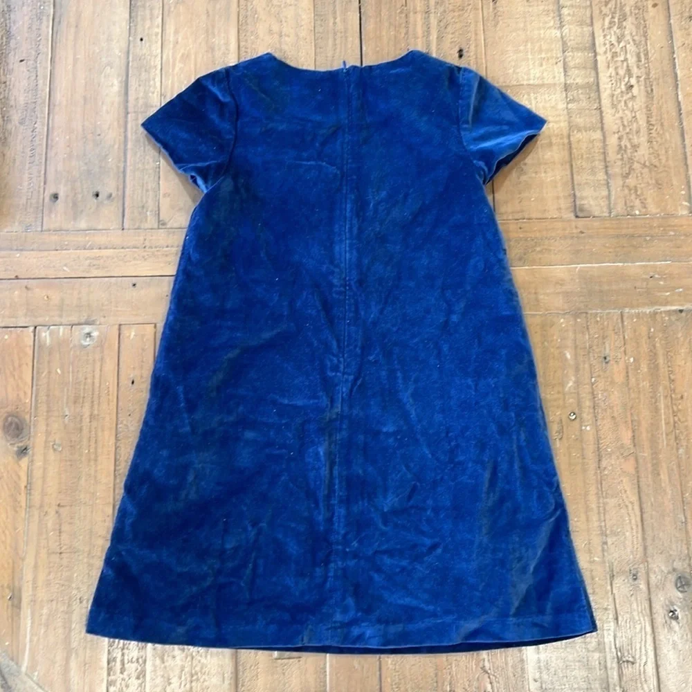 Mini Boden blue button front velvet shift dress